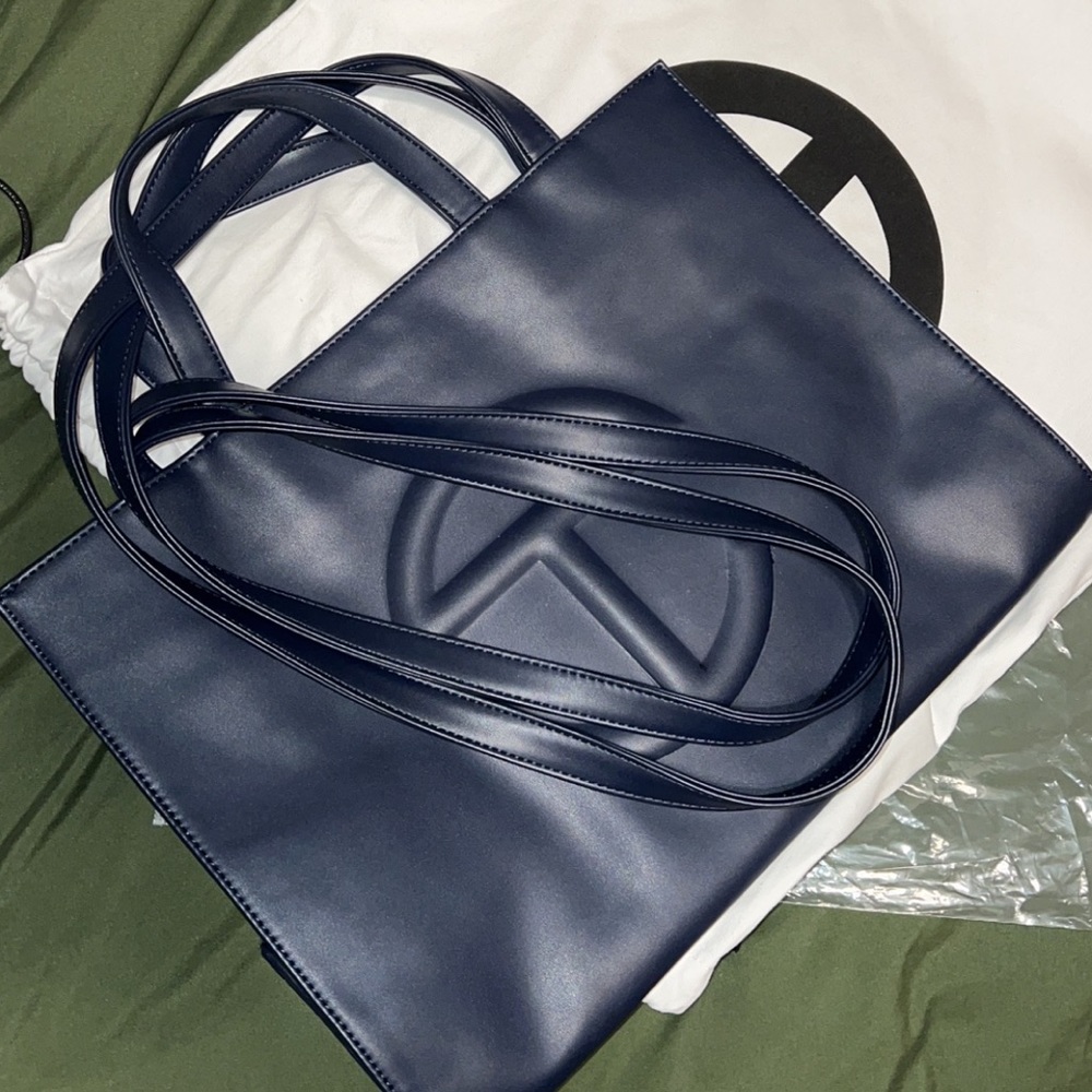 TELFAR Medium Navy Shopping Bag